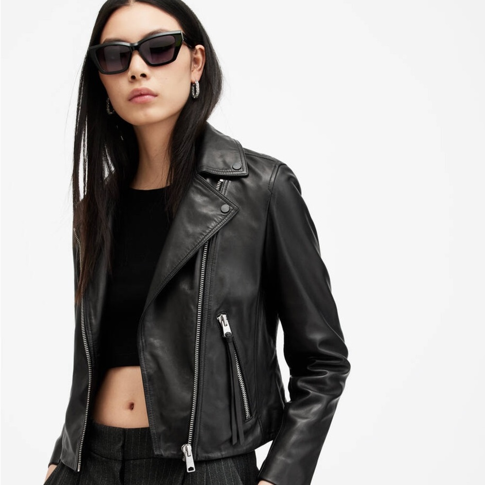 Allsaints Dalby Slim Fit Leather Jacket size 6